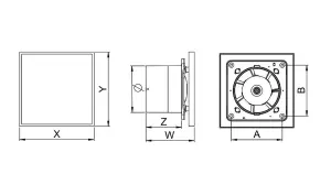 Bathroom and Kitchen Extractor Fan 160mm x 160mm / 100mm