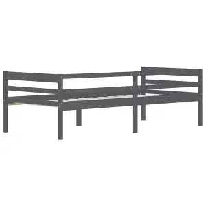 Berkfield Bed Frame Dark Grey Solid Pinewood 90x200 cm