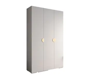 Elegant White Inova 4 Hinged Door Wardrobe W1500mm H2370mm D470mm - Versatile Storage with Gold Round Handles