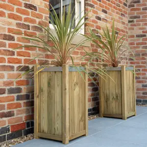 Forest Garden Slender Wooden Rectangular Planter, Pack of 2 (H)75cm (W)40cm