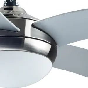 GoodHome Hanki Modern Silver Chrome effect Ceiling fan light