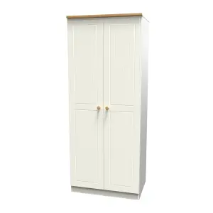 Lancaster 2 Door Wardrobe in Cream & Oak (Ready Assembled)