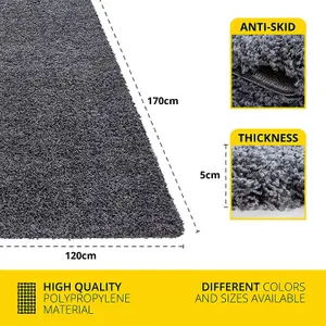 Dark Grey Rug Small Large Shaggy Rug Modern Rugs Living Room Extra Large Small Medium Rectangular Soft Touch Thick Pile 120x170 cm