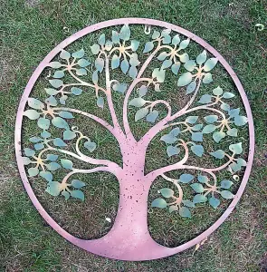 Green Leaf Tree of Life wall art screen plaque garden décor