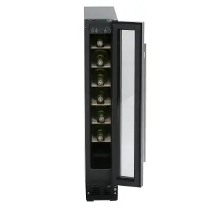 SIA WC15BL 150mm / 15cm Black Under Counter LED 7 Bottle Wine Cooler Chiller