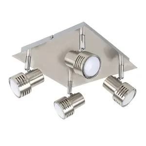 ValueLights Modern Chrome 4 Way GU10 Square Ceiling Spotlight