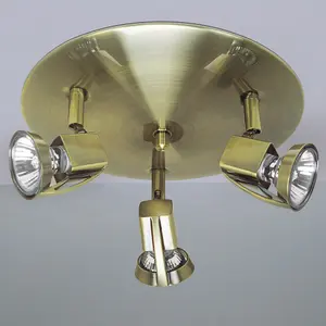 Luminosa Arco 3-Light Ceiling Spotlight Plate Brushed Brass