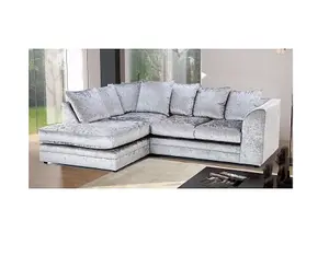 Bella Crushed Velvet Left Hand Facing Corner Sofa Silver