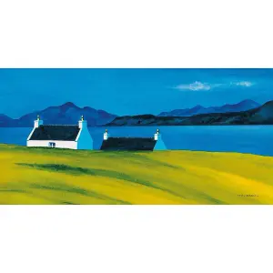 Anthony Barber Over The Sea To Skye II Canvas Print Blue/Yellow (50cm x 100cm)