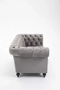 Grey 3 Seater Handmade Chesterfield Sofa Armchair Settee Love Seat Velvet - D Pro T Homeware