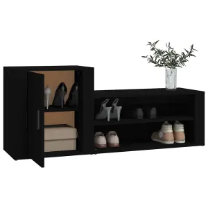 Shoe Cabinet Black 130x35x54 cm Engineered Wood