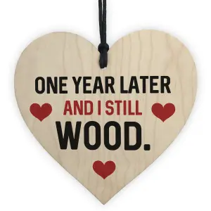 Funny 1st Anniversary Gift For Wife Husband Wood Heart Gift For Him Her Keepsake