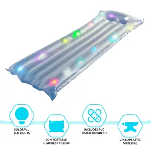 LED Lighted Inflatable Swimming Pool Float  Jilong Air Mattress Beach Lilo