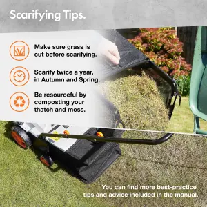 VonHaus Lawn Scarifier, Aerator & Grass Rake Electric 1500W, Dethatch/Rake Grass, Aerates Soil, 30L Box, 10m Cable, 4 Heights