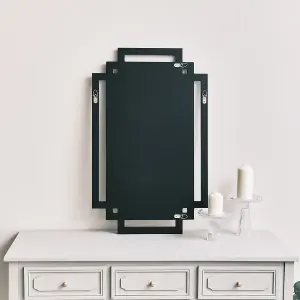 Melody Maison Glass Framed Art Deco Rectangle Wall Mirror - 80cm x 50cm