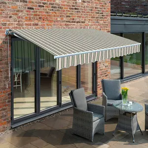 Primrose Awnings 3.5m x 2.5m Retractable Electric Multistripe Awning Outdoor Patio Canopy