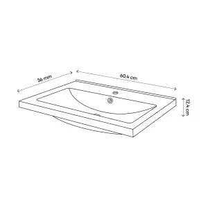 GoodHome Nira Gloss White Rectangular Vanity Basin (W)60cm