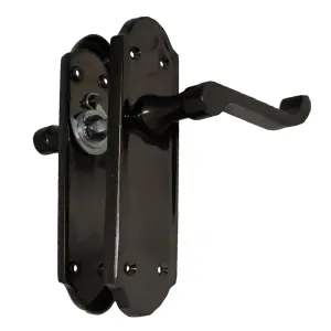 Ashford Door Handle Latch Scroll Lever - Black Nickel Latch & Hinge Pack