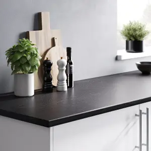 Dark grey Stone effect Laminate Post-formed edge Kitchen Worktop, (L)2400mm (T)28mm