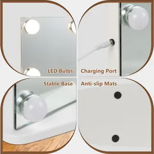 Wall-Mounted Large Vanity Mirror With Magnifying Mirror Adjustable LED Lights