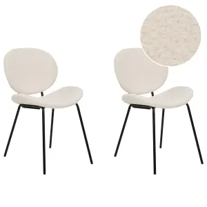 Set of 2 Dining Chairs LUANA Boucle White