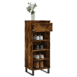 Berkfield Shoe Cabinet Smoked Oak 40x36x105 cm Engineered Wood