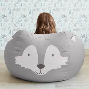 rucomfy Printed Indoor Wolf Animal Children's Medium Beanbag