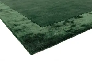 Green Bordered Wool Handmade Luxurious Modern Plain Easy to Clean Rug For Dining Room Bedroom And Living Room-160cm X 230cm