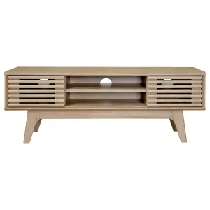 Copen Riviera Oak 120cm TV Unit Cabinet for TVs up to 55", TV Stand with 2 Storage Shelves and Sliding Doors for Living Room