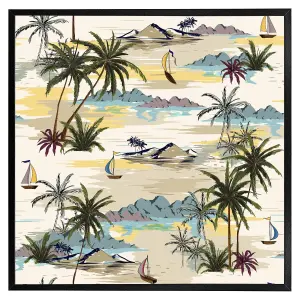 Palm & sailboats (Picutre Frame) / 24x24" / Black