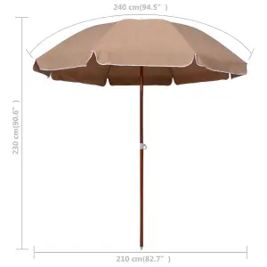 Berkfield Parasol with Steel Pole 240 cm Taupe