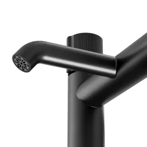 GoodHome Levanna Matt Black Deck-mounted Manual Double Bath Filler Tap