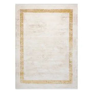 Modern carpet DUKE 51524 cream / gold - Frame, greek structured, very  120x170 cm