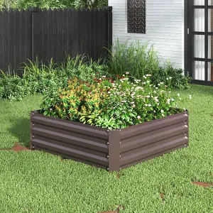 Square Galvanized Steel Garden Flower Bed Planter Box Outdoor Raised Garden Bed Kit 100 cm W x 100 cm D