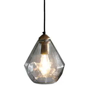 Ceiling Pendant Light Antique Gold Paint & Clear Glass 10W LED E27