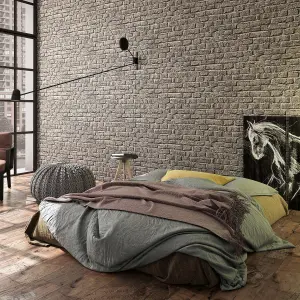 Galerie Loft 2 Dark Greige Exposed Brick Design  Wallpaper Roll