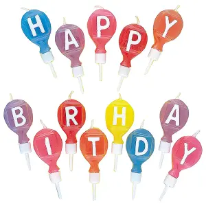 Unique Party Letter Happy Birthday Candles Set (Pack of 13) Multicoloured (One Size)