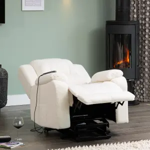 Ellington Electric Lift Assist Recliner with Massage and Heat - Cream