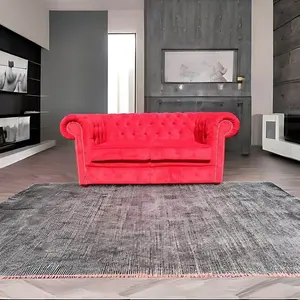 Chesterfield 2 Seater Sofa Settee Azzuro Post Box Red Real Velvet Fabric In Classic Style