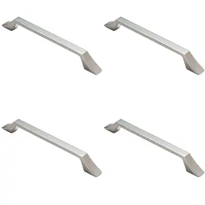 4 PACK - Angular Kitchen Pull Handle Satin Nickel 160mm Centres Shaker Cabinet Drawer