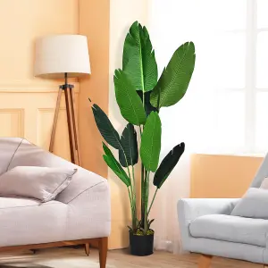 Costway 160cm Artificial Tropical Palm Tree w/ 10 Leaves Fake Bird of Paradise Plant