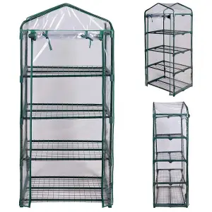 Greenhouse with Easy-Fit Frame and Heavy Duty Cover - 4 Shelf