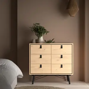 Ry Small Double Chest of 6 Drawers in Jackson Hickory Oak