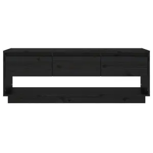 Berkfield TV Cabinet Black 110.5x34x40 cm Solid Wood Pine