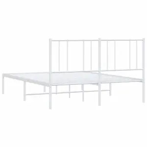 Berkfield Metal Bed Frame with Headboard White 120x200 cm