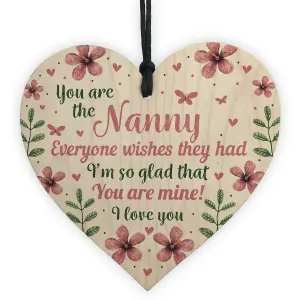 Red Ocean Nan Nanny Gifts Birthday Gifts For Nan Wooden Hanging Heart Sign Mothers Day Keepsake Gifts