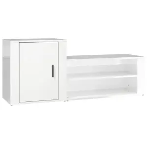 Berkfield Shoe Cabinet High Gloss White 130x35x54 cm Engineered Wood