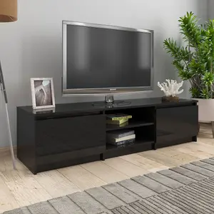 Berkfield TV Cabinet High Gloss Black 140x40x35.5 cm Engineered Wood