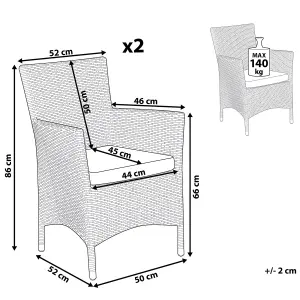 Set of 2 Garden Chairs with Cushions ITALY PE Rattan White
