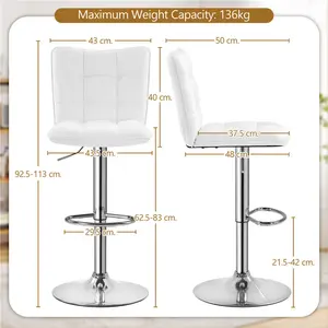 Color Upholstered Counter Stool with Metal Frame (Set of 2) White